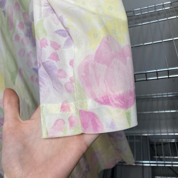 Vintage Kayser Women's Pastels Floral Button Front Robe Est. Size L Fairy Femme - Picture 8 of 10